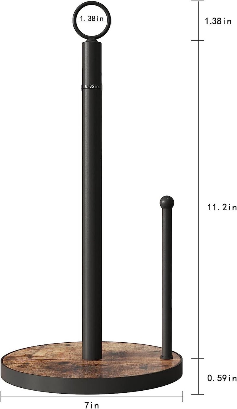 OROPY Paper Towel Holder Countertop with Heavy Duty Wood Base, Farmhouse Paper Towel Roll Stand for Kitchen Counter fits Standard and Jumbo Size Paper Towels (Brown - Easy to Tear) - Image 5